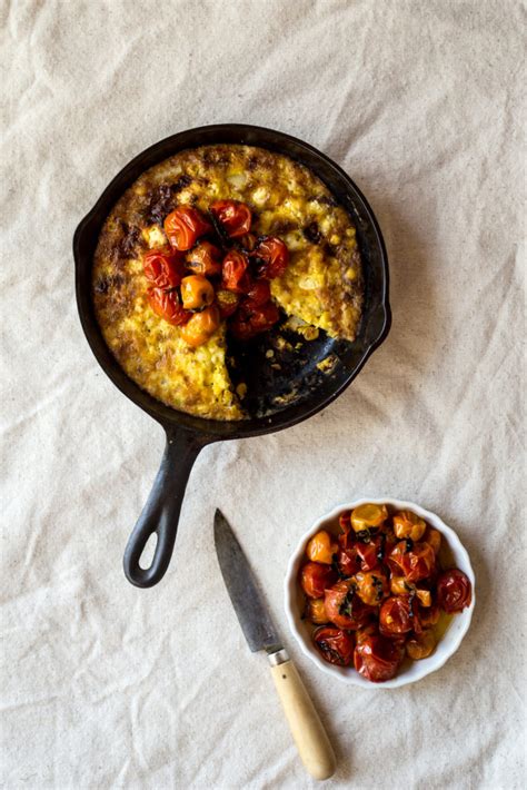 sweet-corn-frittata-with-cherry-tomato-compote image