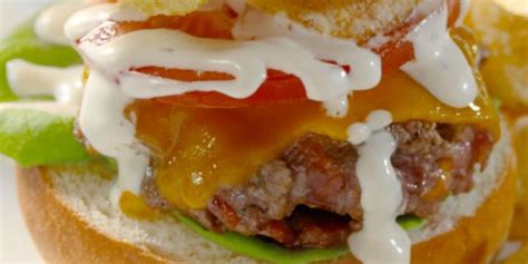 best-cheddar-bacon-ranch-burgers-recipe-burger-recipes-delish image