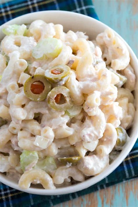tuna-pasta-salad-macaroni-salad-with-green-olives image