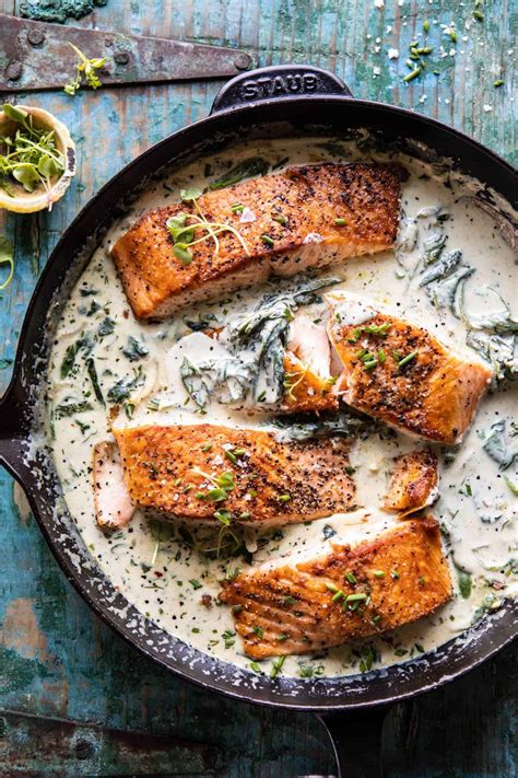 garlic-butter-creamed-spinach-salmon image