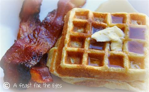 cornmeal-and-ricotta-waffles-with-candied-bacon image