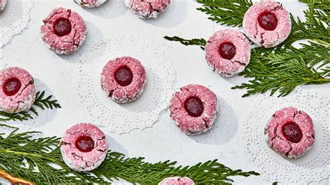 raspberry-almond-thumbprint-cookies-recipe-bon image