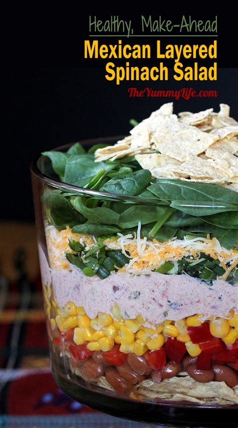 healthy-make-ahead-mexican-layered-spinach-salad image