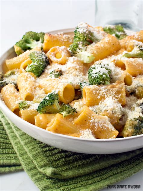 lighten-up-broccoli-and-cheddar-pasta-bake-fork image