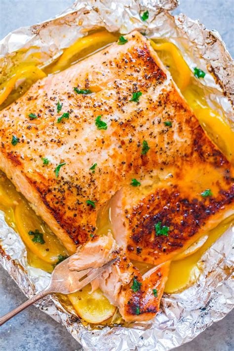 lemon-garlic-butter-salmon-sheet-pan-recipe-averie image