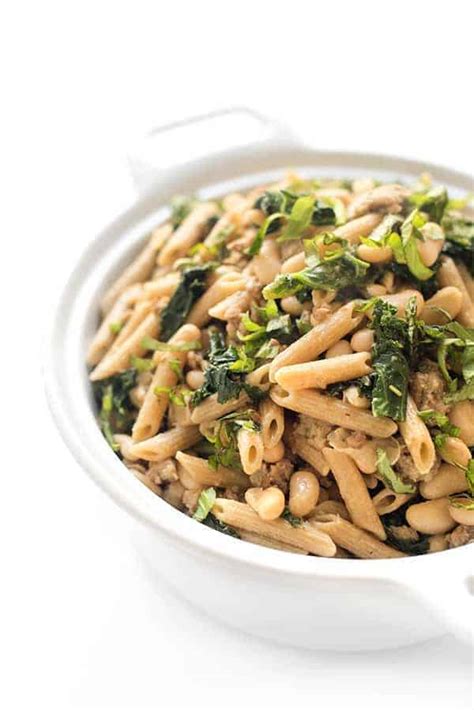 sausage-and-kale-pasta-with-white-beans-the-lemon image