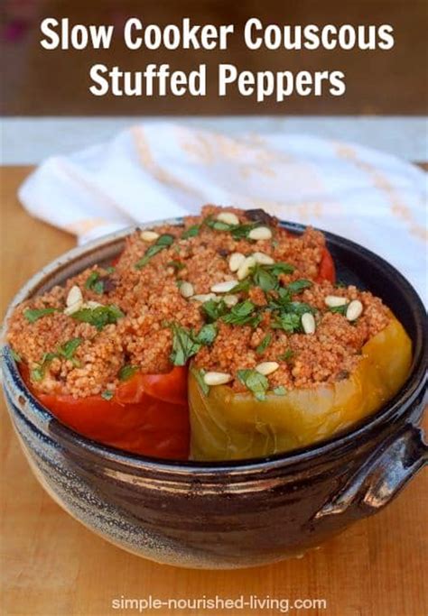 low-fat-slow-cooker-couscous-stuffed-peppers-simple image