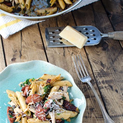 rustic-chicken-and-chorizo-pasta-recipe-food-wine image