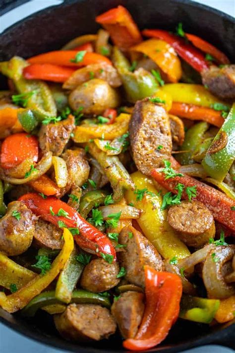 easy-sausage-and-peppers-in-30-minutes-dishing image