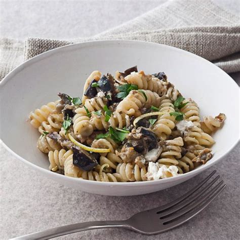 fusilli-with-roasted-eggplant-and-goat-cheese image