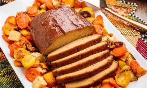 glazed-seitan-turkey-roastdelicious-holiday-dinner image