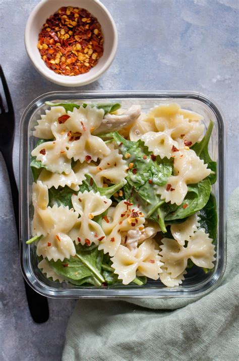 cold-chicken-spinach-pasta-salad-easy-healthy-ish image