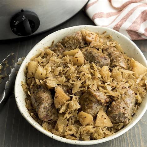 slow-cooker-sauerkraut-and-sausage image