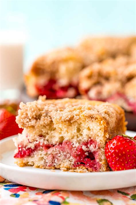 easy-fresh-strawberry-coffee-cake-recipe-sugar-and-soul image