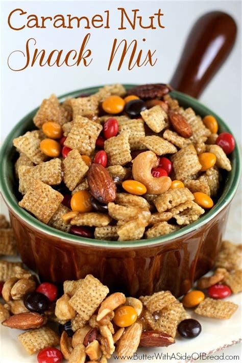 caramel-nut-snack-mix-butter-with-a-side-of-bread image