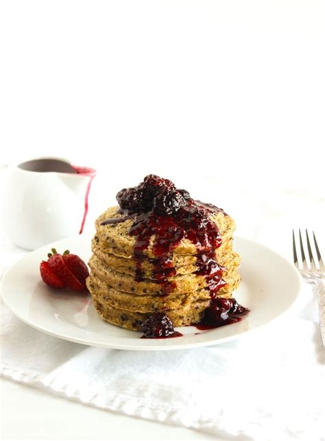 gluten-free-quinoa-pancakes-with-easy-berry-compote image