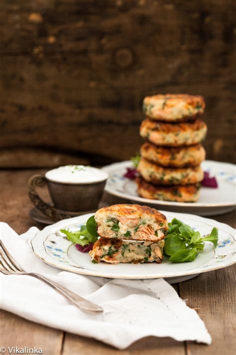 salmon-cakes-with-chive-and-garlic-sauce image