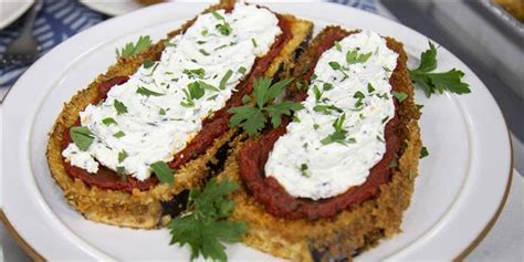fried-eggplant-with-caramelized-tomato-and-goat-cheese image
