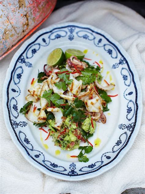 chargrilled-squid-seafood-recipes-jamie-oliver image