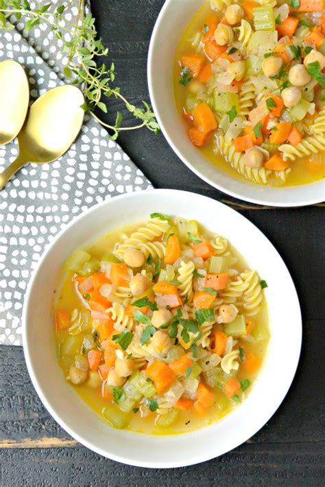 chickpea-noodle-soup-easy-vegan-recipe-veggies image