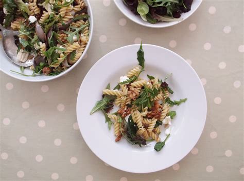 warm-goats-cheese-red-onion-and-walnut-pasta-salad image