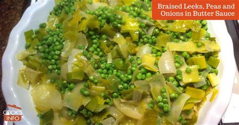 braised-leeks-peas-and-onions-in-butter-sauce-cooksinfo image