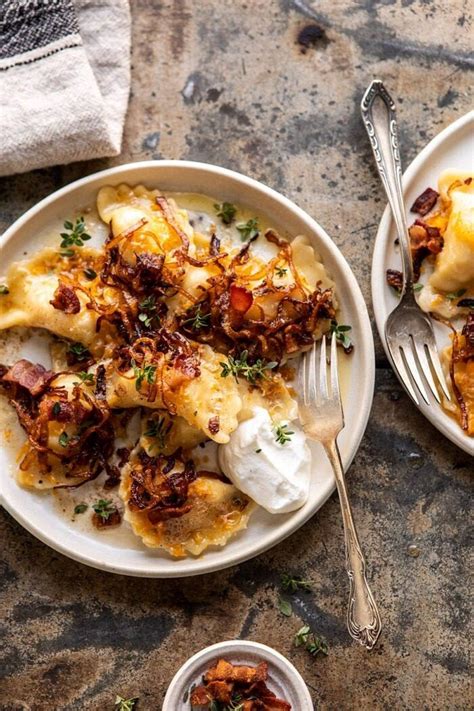 cheddar-pierogies-with-caramelized-onions image