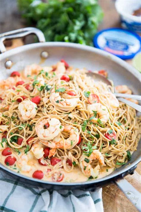 creamy-goat-cheese-shrimp-pasta-the-healthy-foodie image