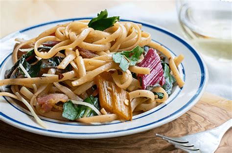 pasta-with-chard-bacon-recipe-lifesource-natural image