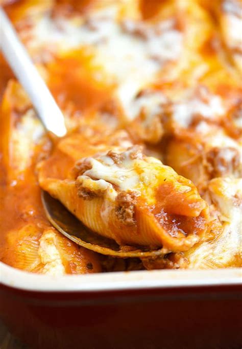 stuffed-pasta-shells-with-meat-sauce-onion-rings image