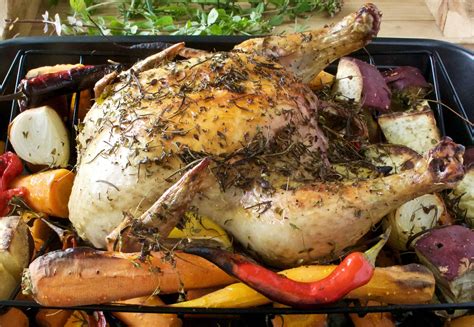 roast-chicken-with-vegetables-and-herbs-homemade image