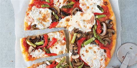 mushroom-asparagus-roasted-red-pepper-pizza image