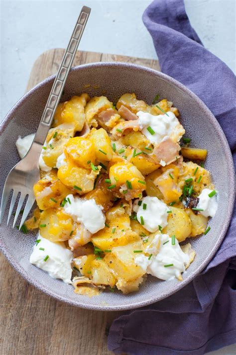 cheesy-potato-egg-scramble-everyday-delicious image