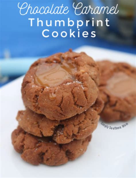 chocolate-caramel-thumbprint-cookies image