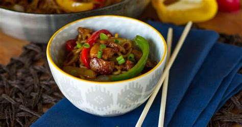 teriyaki-chicken-with-peppers-noodles-recipe-yummly image