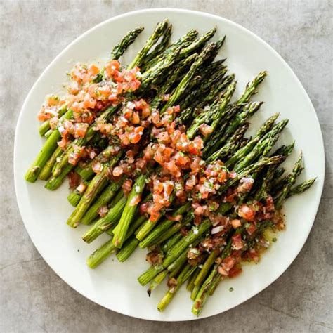 asparagus-with-tomato-basil-vinaigrette-americas-test image