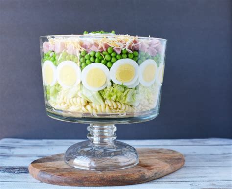 grandmas-7-layer-salad-with-chopped-ham-and-peas image