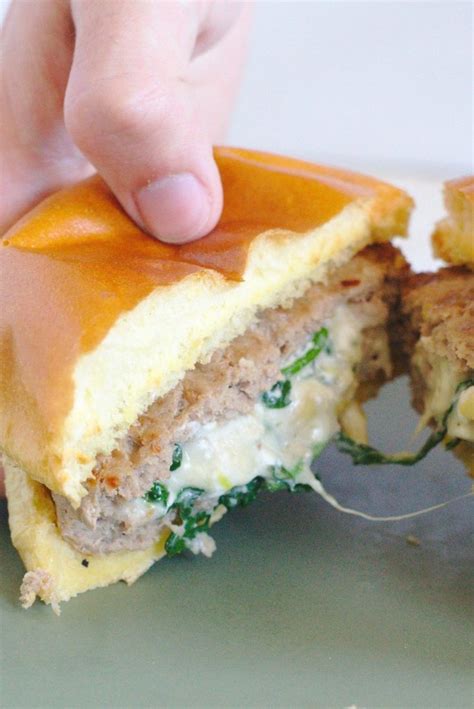 spinach-artichoke-stuffed-burgers-mildly-meandering image