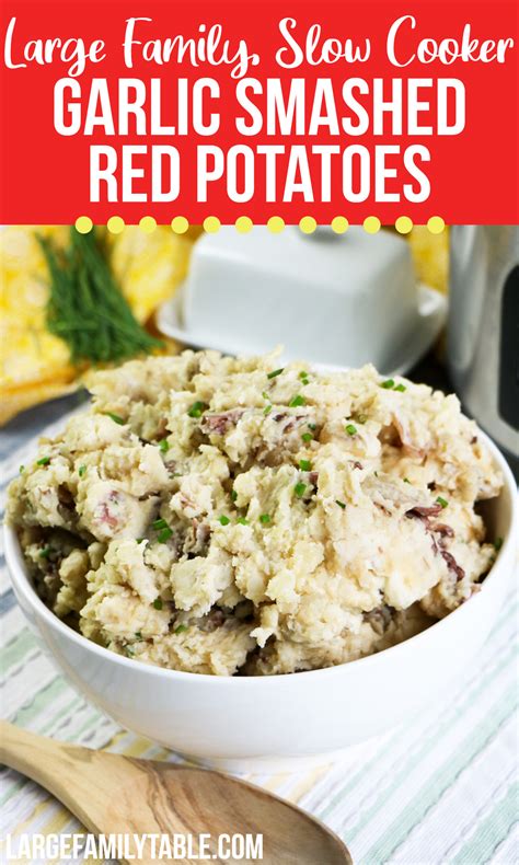 large-family-slow-cooker-garlic-smashed-red-potatoes image