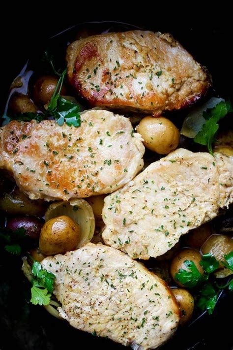 tender-crock-pot-pork-chops-and-potatoes-diethood image