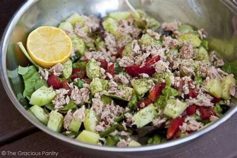 tuna-salad-on-fresh-greens-recipe-the-gracious-pantry image