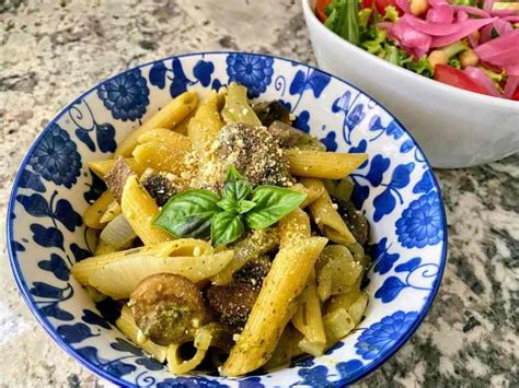 pesto-pasta-with-mushrooms-kathys-vegan-kitchen image
