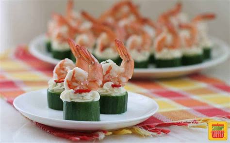 cucumber-canapes-with-shrimp-appetizers-sunday image