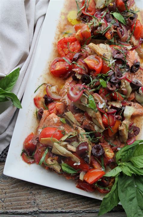 sheet-pan-salmon-with-tomatoes-olives-artichokes image