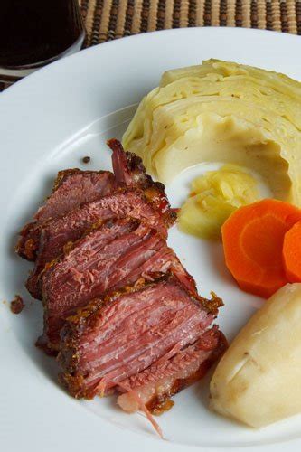 corned-beef-glazed-in-honey-and-mustard-dinner-with image