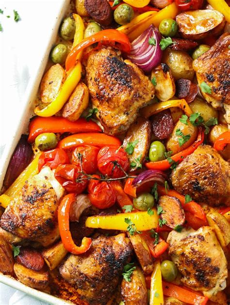 spanish-chicken-and-chorizo-tray-bake-recipe-quick image