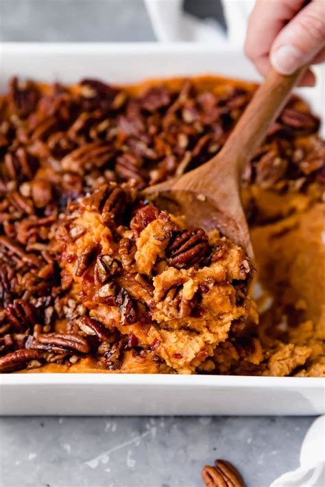 healthy-sweet-potato-casserole-with-pecans-the-real image