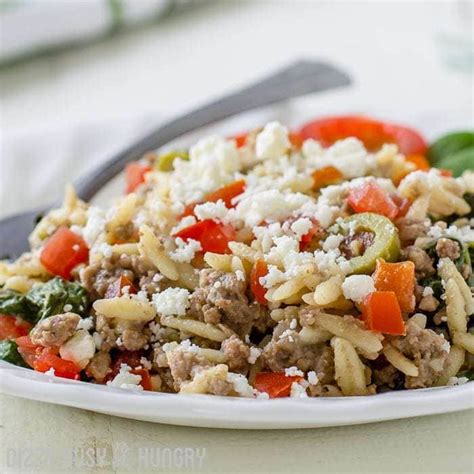 easy-one-skillet-ground-beef-with-orzo-dizzy-busy image