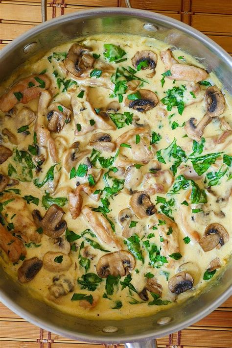 chicken-and-spinach-in-creamy-mushroom-sauce image