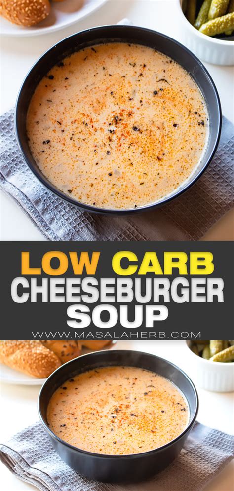 low-carb-cheeseburger-soup-recipe-masala-herb image